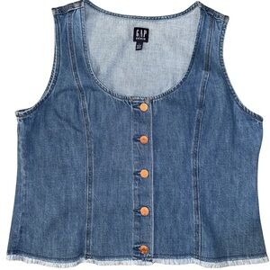GAP Denim Button-Front Blue Tank Top